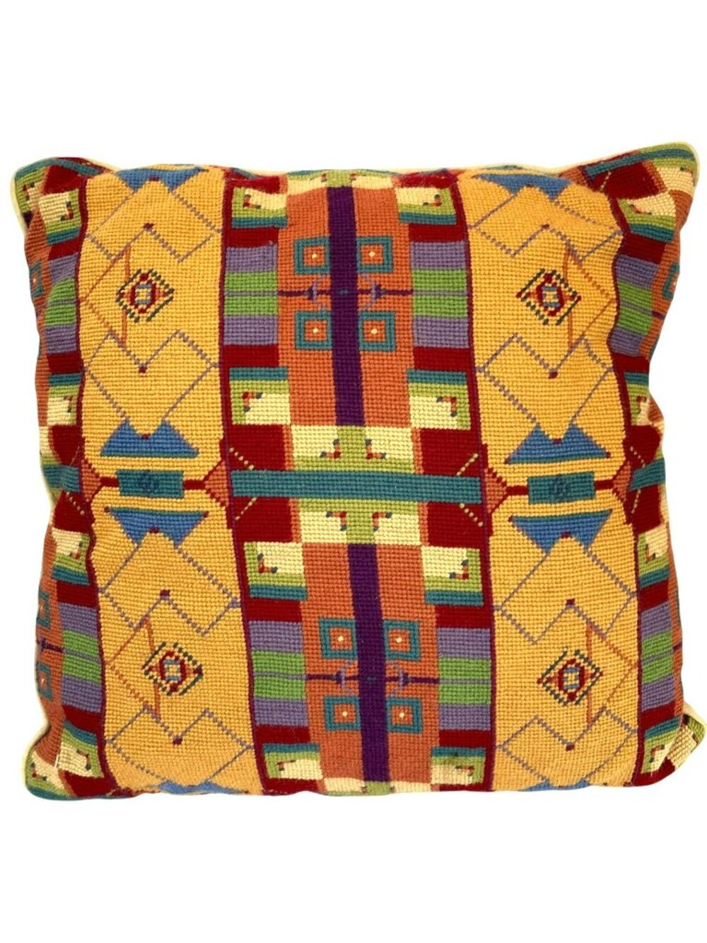 Needlepoint Pillow Michaelian Home Wool Abstract Native American South West RARE